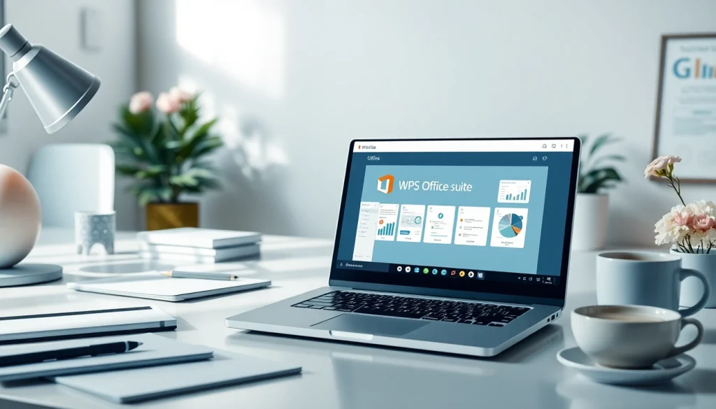 在明亮工作空间的现代笔记本电脑上显示的 WPS Office，展现生产力。