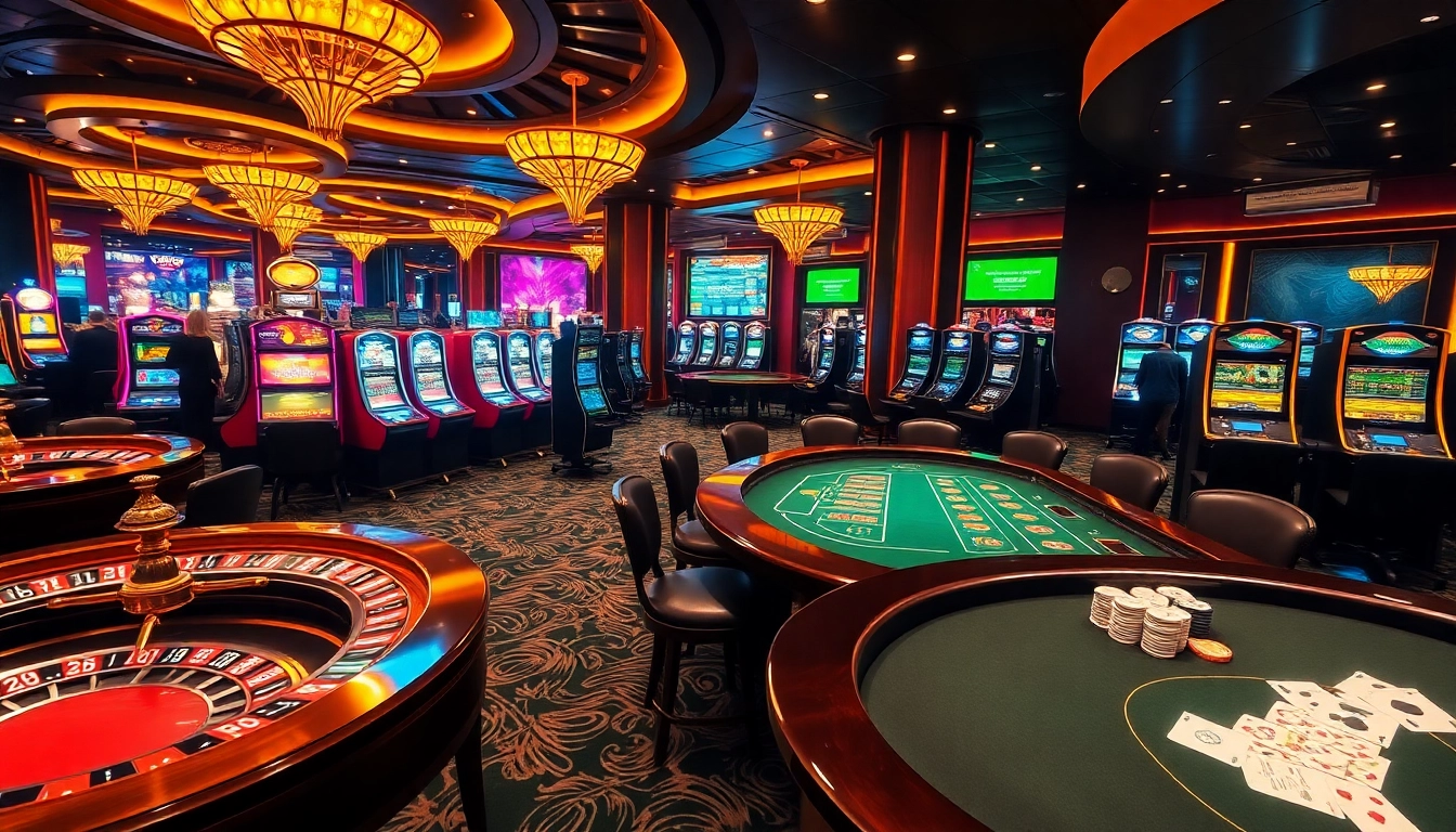 Experience high-stakes thrills at https://lc88.art/ with a captivating casino scene featuring poker, roulette, and slot machines.