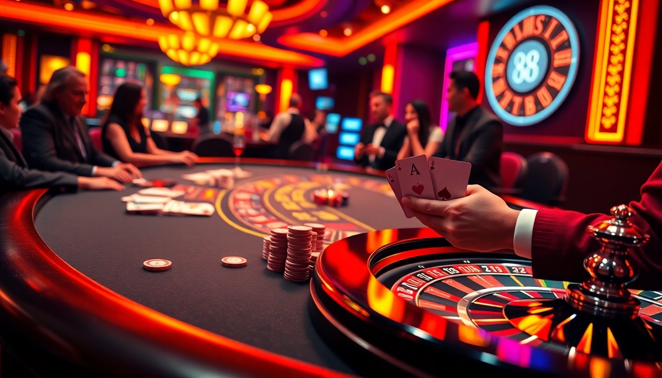 Experience the thrill of gaming at PUB88, featuring intense gambling action at the blackjack table.