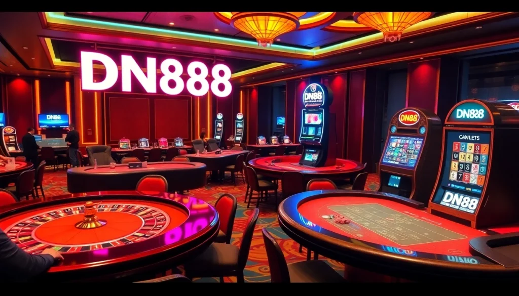 Experience the thrill of DN88 casino with vibrant gaming tables and luxury settings.