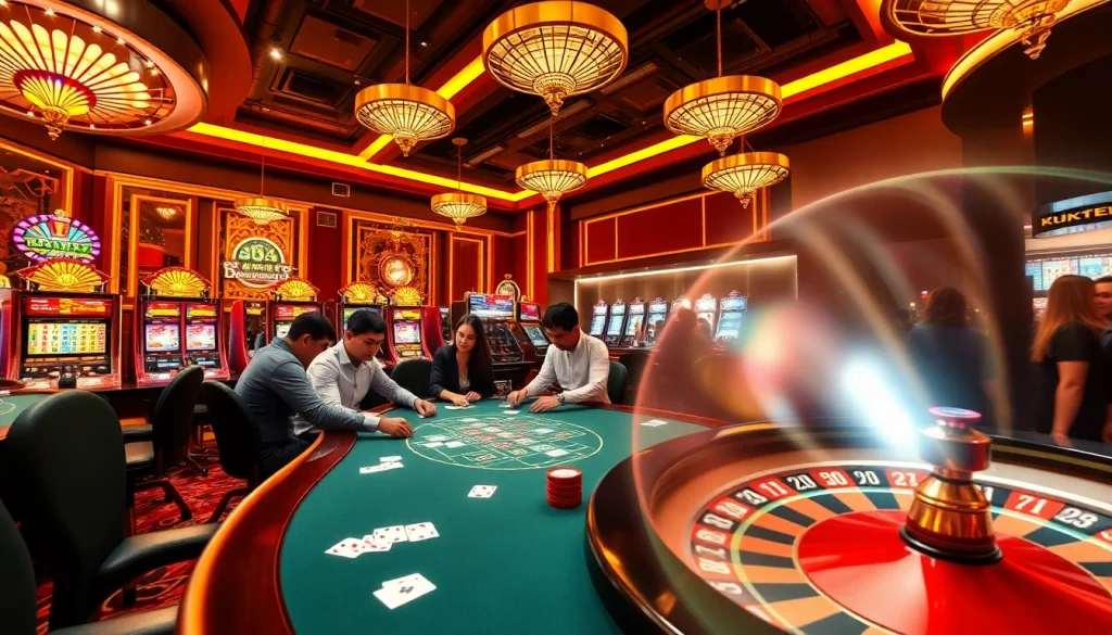 Kubet casino scene capturing thrilling gameplay at a poker table with engaged players.