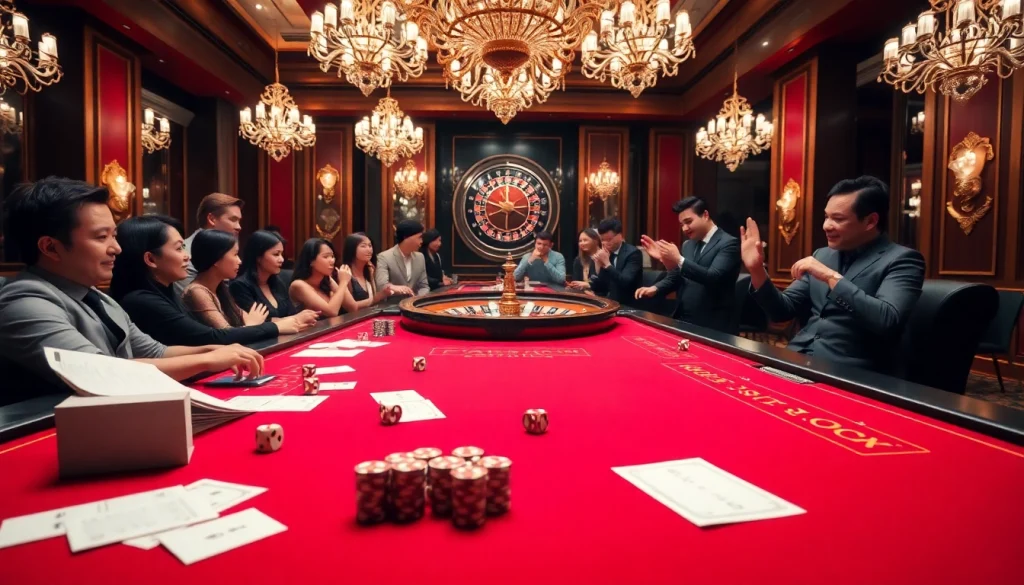 Tài Xỉu MD5 game table showcasing excitement and betting action in a luxurious casino setting