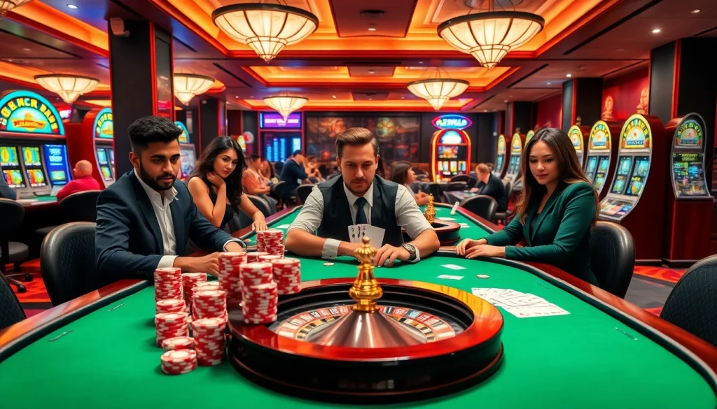Experience thrilling gameplay at 888new with vibrant casino tables and excited players.