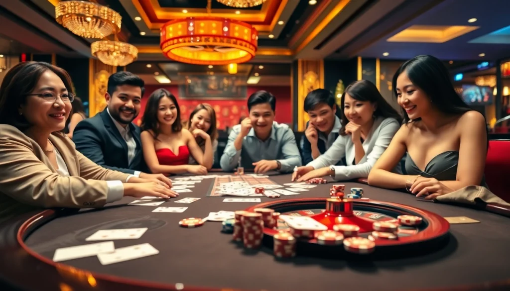 Experience the thrill of xin88 at a luxurious casino table with vibrant poker chips and cards.