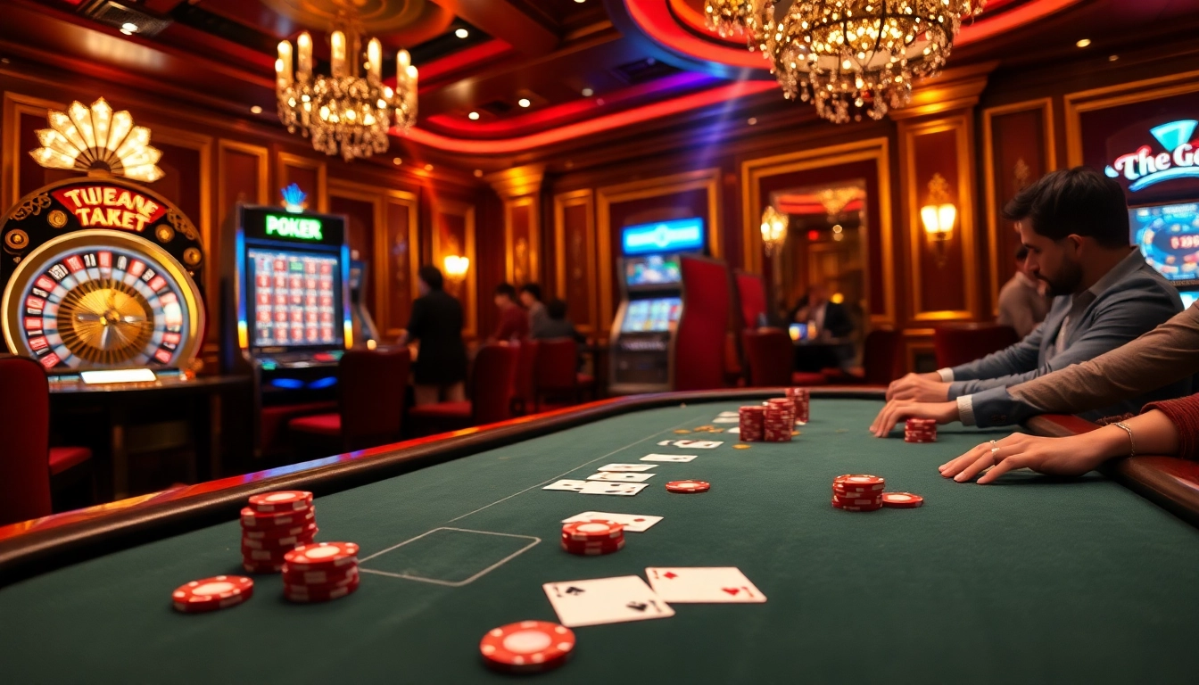 Experience the excitement of tha bet with a luxurious casino scene featuring poker chips and roulette.