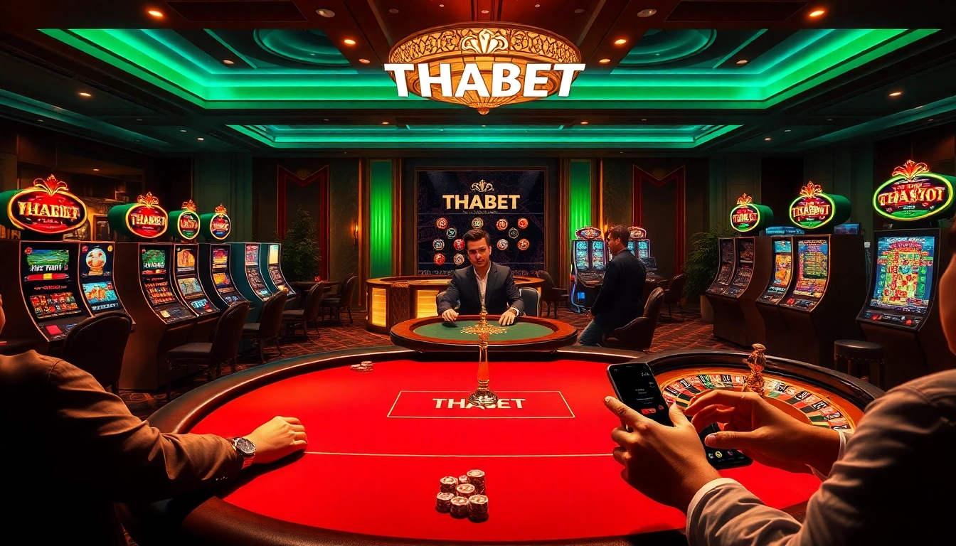 Engaged players enjoying THABET's online gambling experience at a luxurious casino.