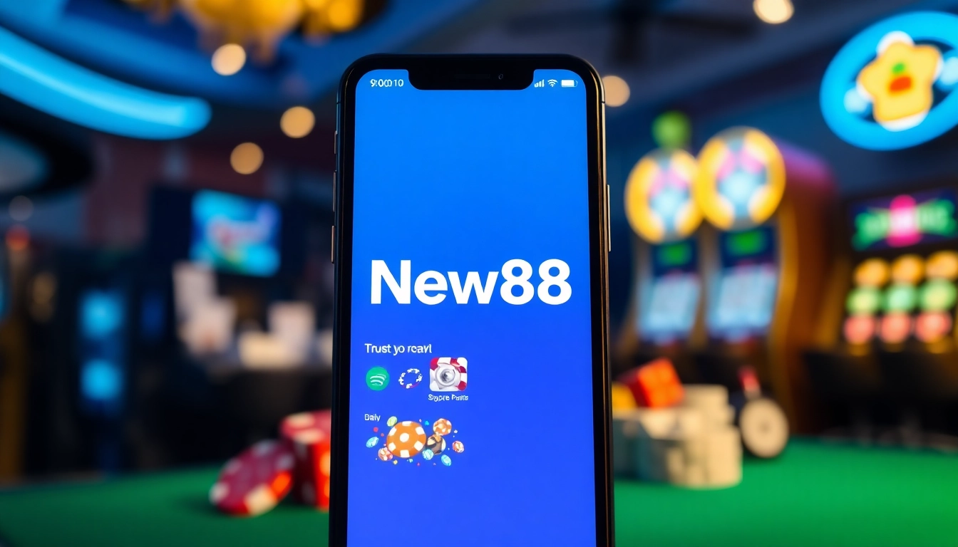 New88go.com showcases a smartphone with a modern betting interface, reflecting online gambling excitement.