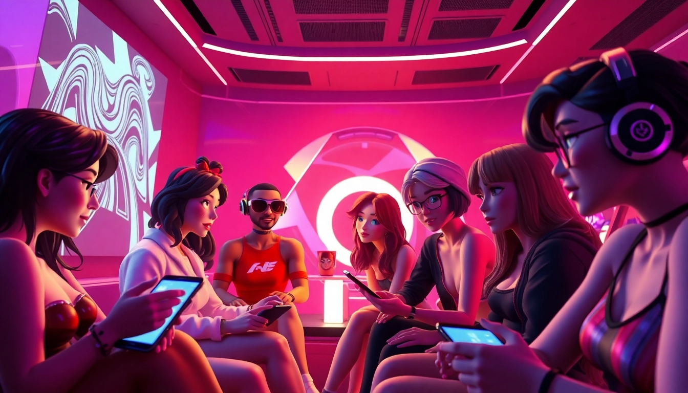 Engaging NSFW AI-driven roleplay scene in a vibrant virtual environment