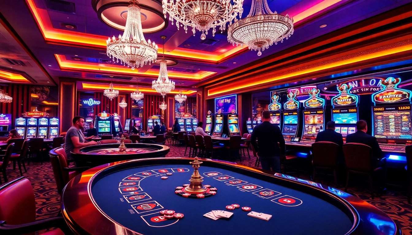 79king casino scene showcasing players enjoying poker and roulette in a luxurious setting.