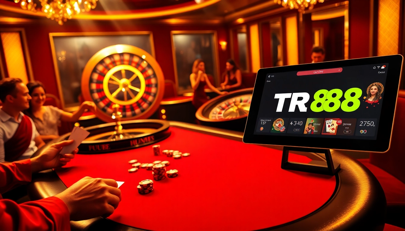 Experience the thrilling atmosphere at TR88 casino, where players enjoy poker and roulette.