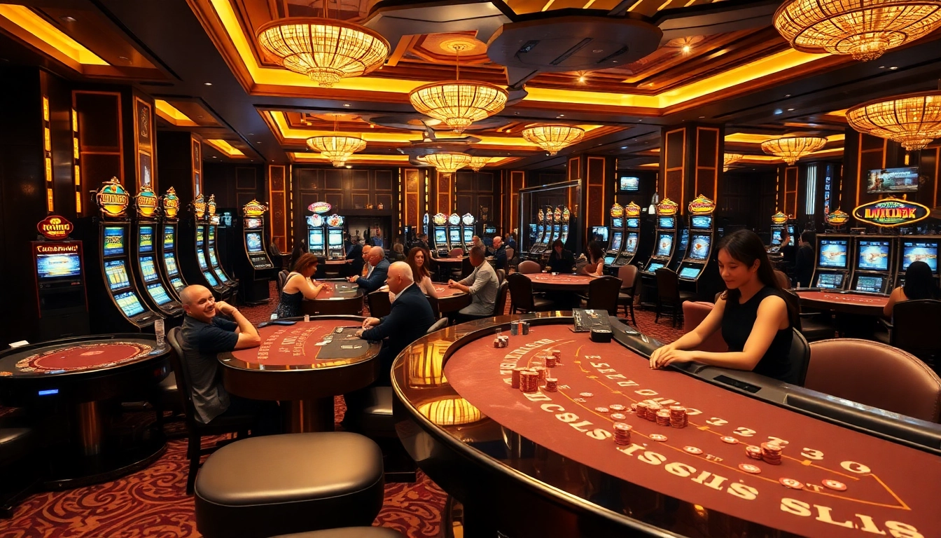 Players enjoying games at GG88's luxurious casino environment filled with excitement.