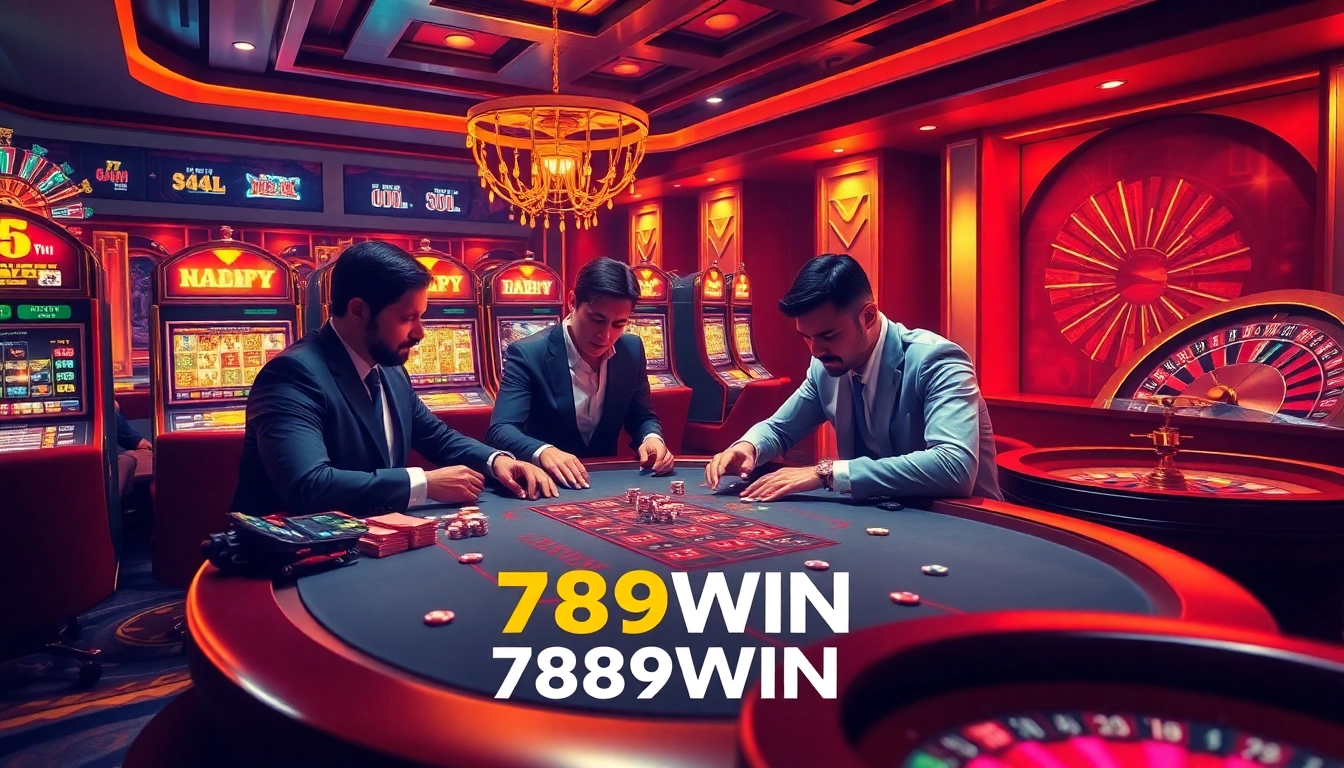 Experience the thrill of gambling at 789WIN with intense poker action and vibrant casino visuals.