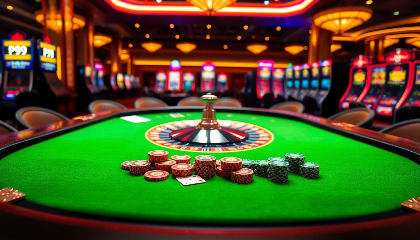 Experience the excitement of gameplay at PS 99 casino tables with vibrant poker chips.