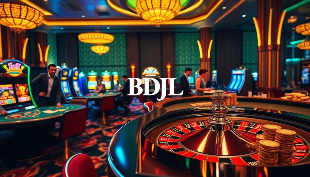 Players enjoying a thrilling game atmosphere at BDJL casino featuring poker and roulette tables.