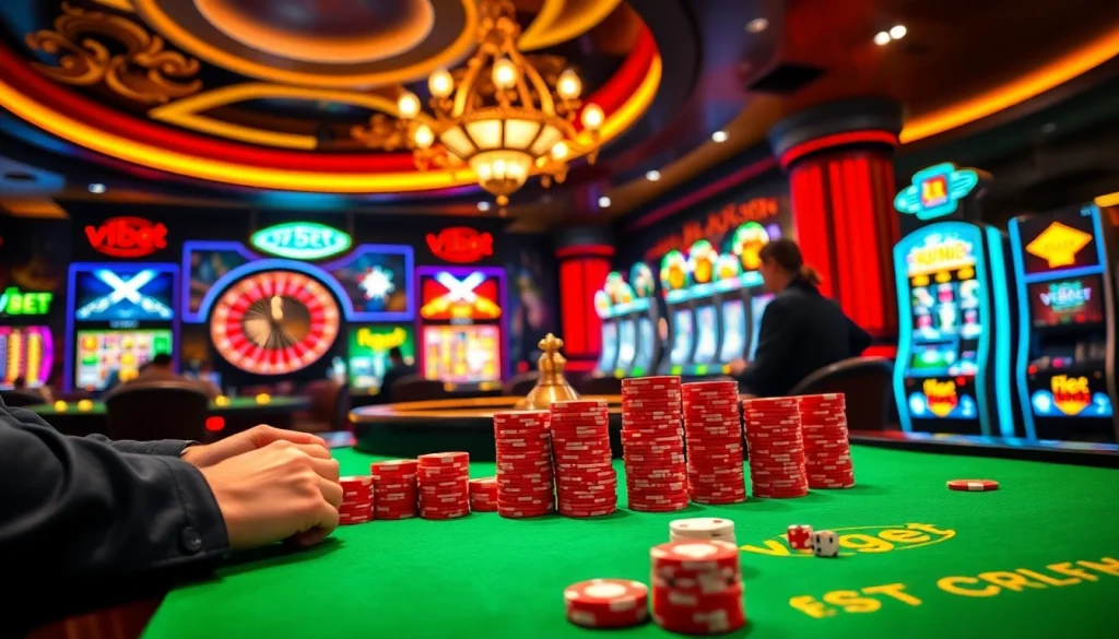 Experience the thrill of vsbet with vibrant casino games and intense player focus at the poker table.