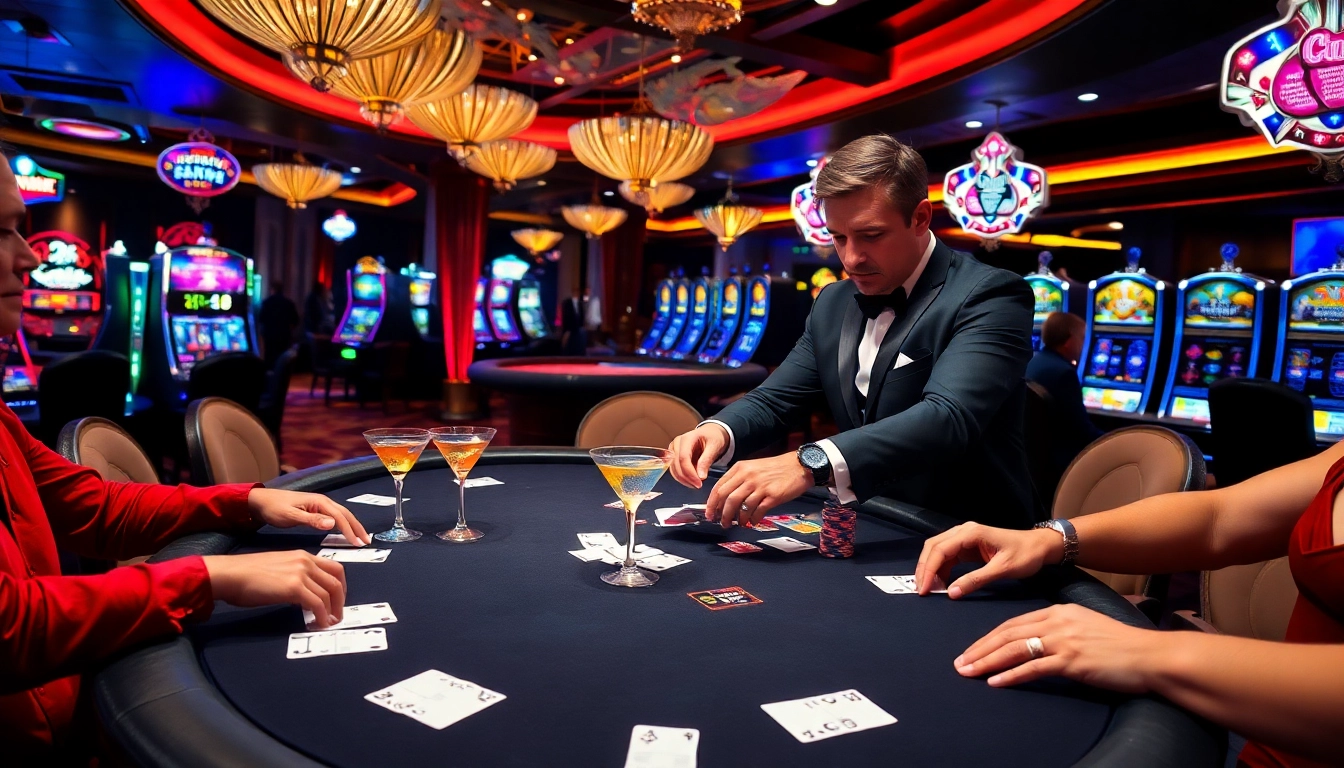 Engaged players at a luxurious poker table in a captivating casino atmosphere inspired by https://bl555.training/.