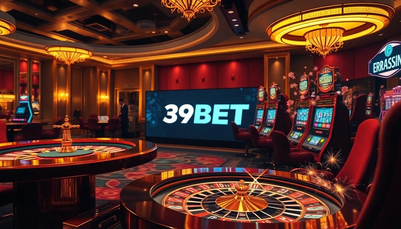 Experience thrilling gaming moments at 39BET with vibrant casino tables and exciting slot machines.