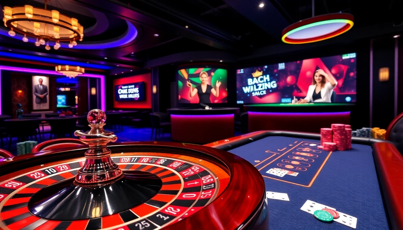 Experience the thrill of online gambling at https://rr88ez.com/ with a vibrant casino scene showcasing exciting gaming action.