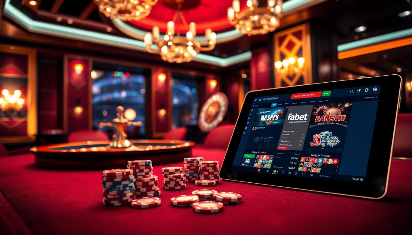 Feel the excitement of fabet with high-stakes poker and vibrant casino elements in a luxurious setting.