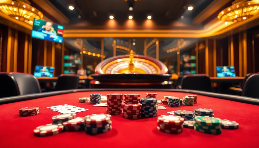 Engaging poker scene at a casino with vibrant colors and betting options from https://789cluber.com/.