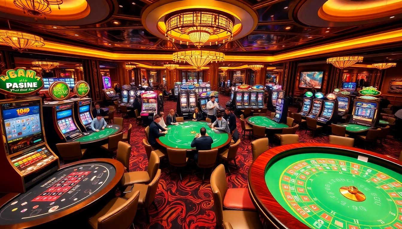 Win55 players enjoying an exhilarating game at a luxurious casino table.