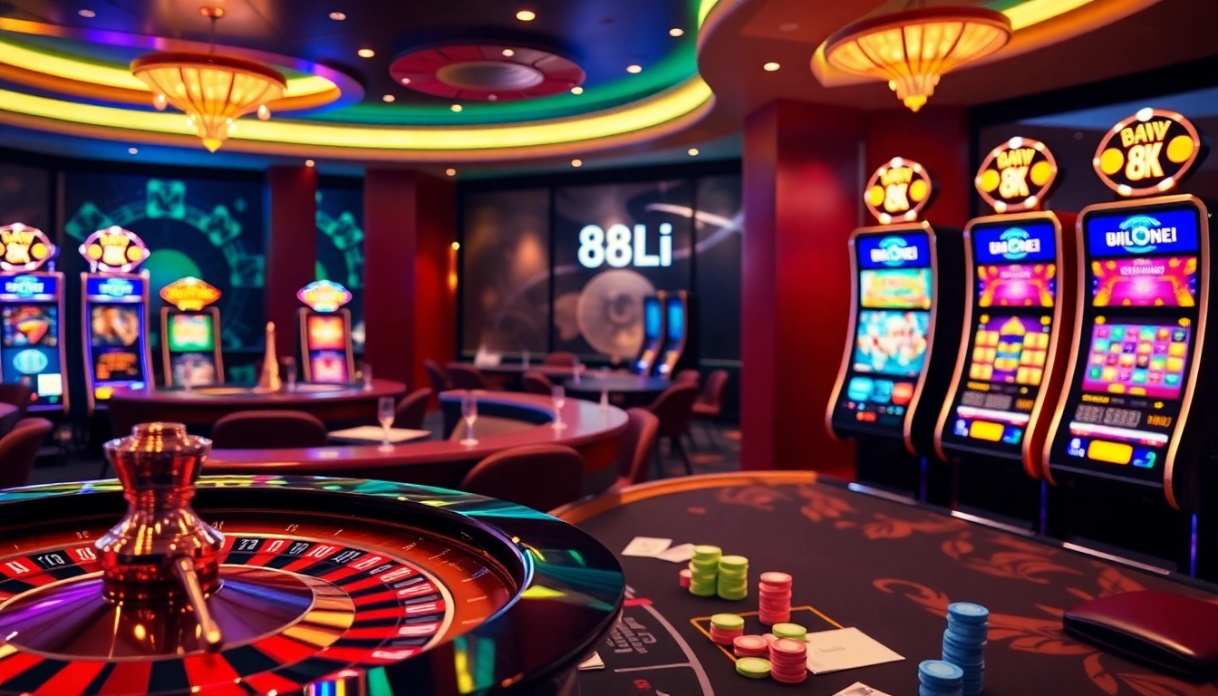 Experience high-stakes gaming at link 88i’s vibrant casino setup with roulette and poker excitement.