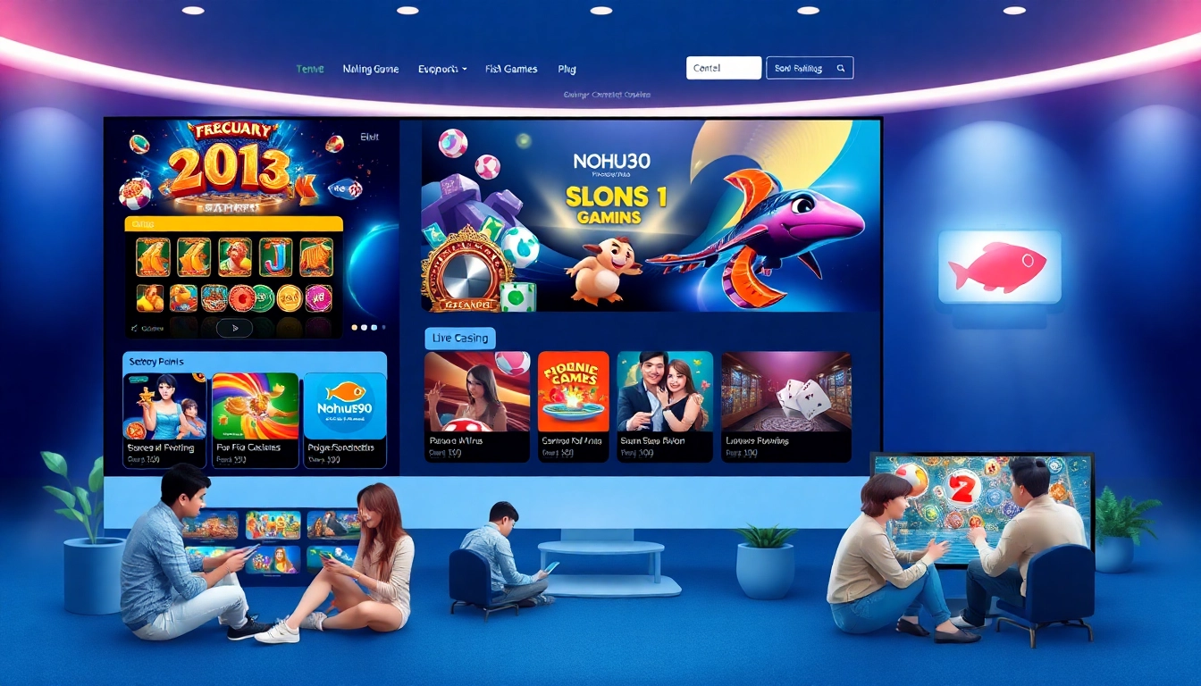 Nohu90 online gaming platform showcasing slots, live casino, and fish shooting games for diverse players.