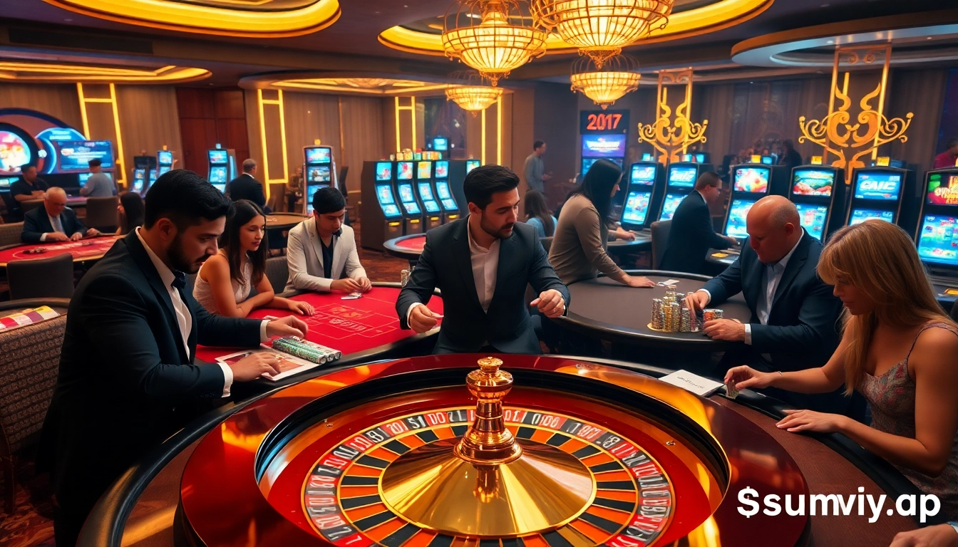 Experience thrilling gaming action at https://sumvip.app/, featuring an elegant casino roulette table.