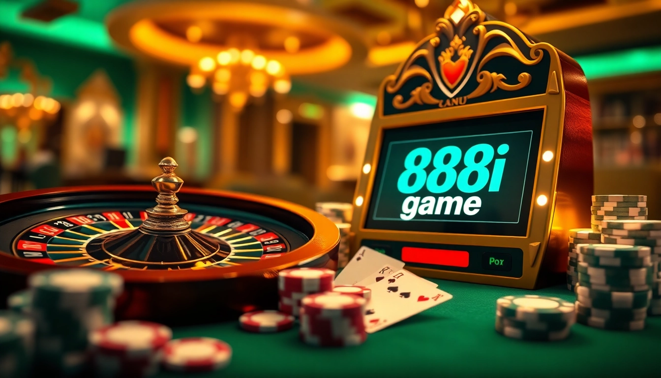 Players enjoying an exhilarating moment at 88i game with vibrant casino elements and high-end digital interface.