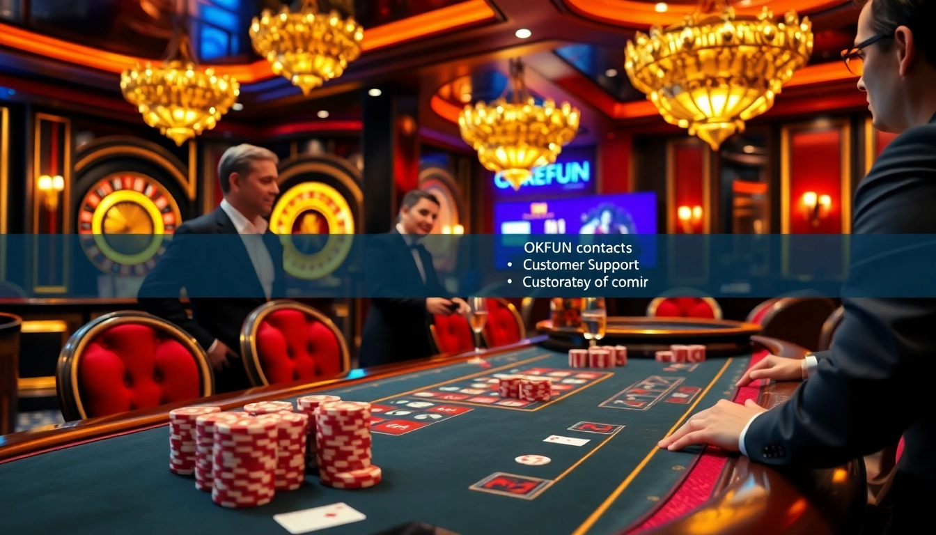 Players enjoying a thrilling game at a casino while exploring các phương thức liên hệ okfun for support.