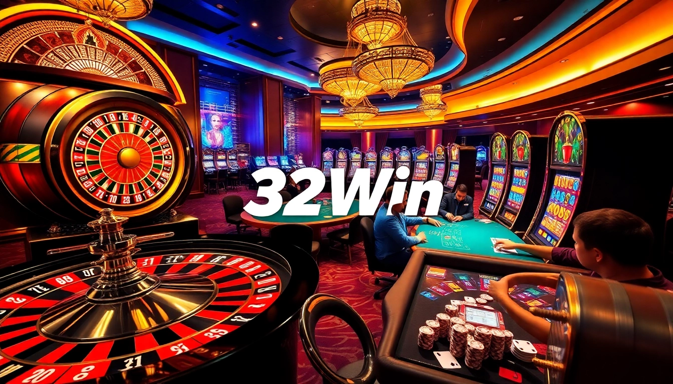 Experience the excitement of 32Win with professional gamblers at luxurious casino tables.