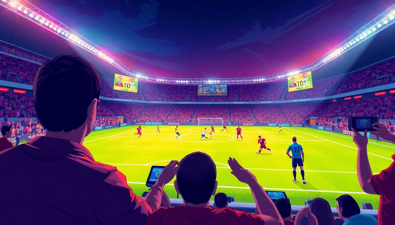 Exciting football streaming experience on joemadfan.com with vibrant action and digital interfaces.