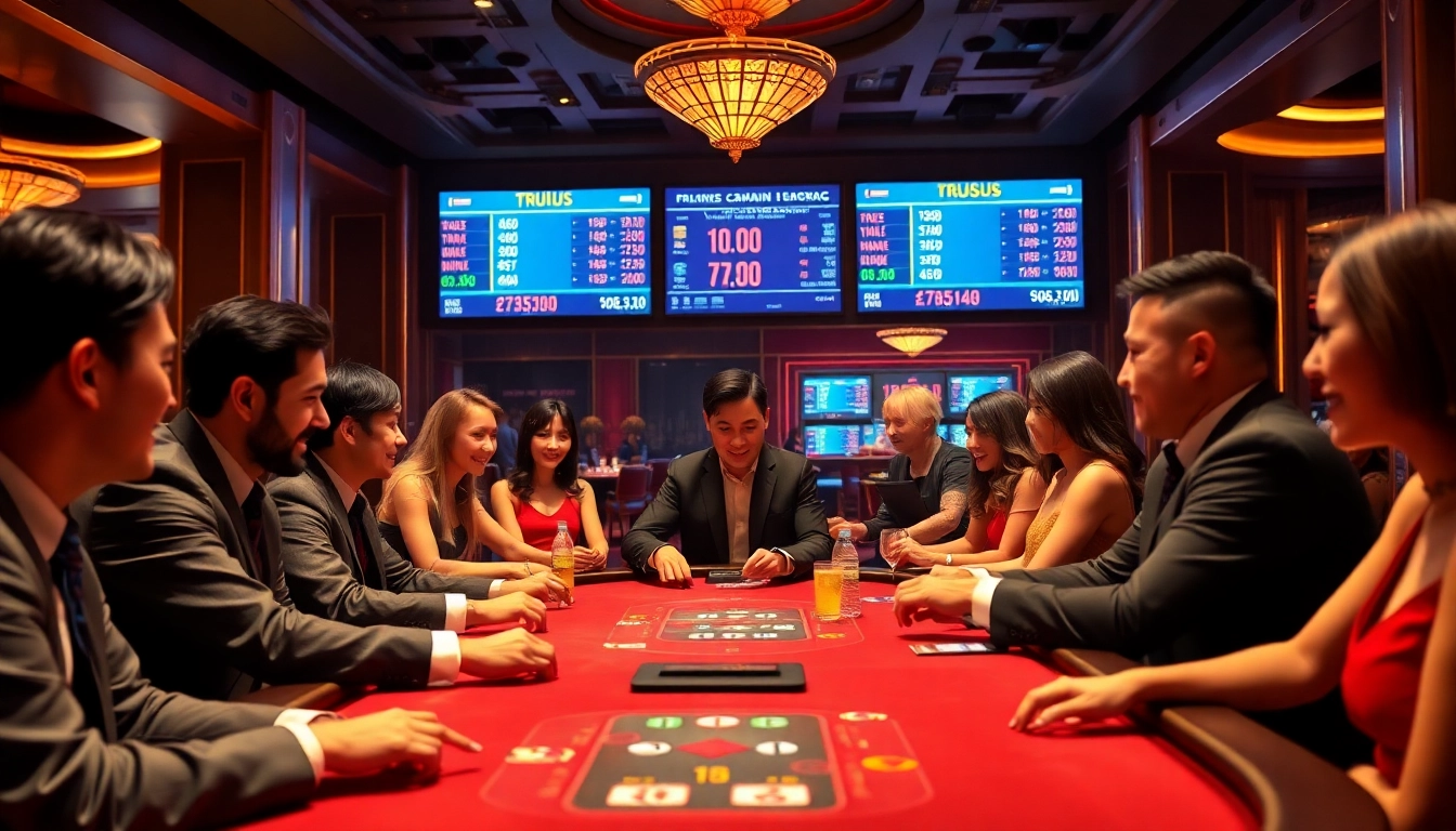 Experience thrilling casino gaming at ev88win.live with players enjoying poker and blackjack.