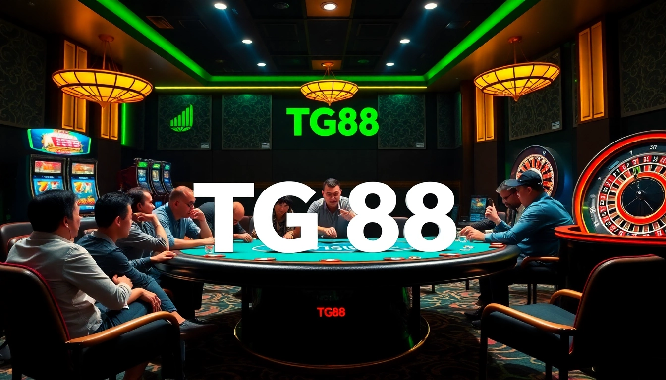 Experience the thrill of TG88 gameplay at a vibrant casino poker table.