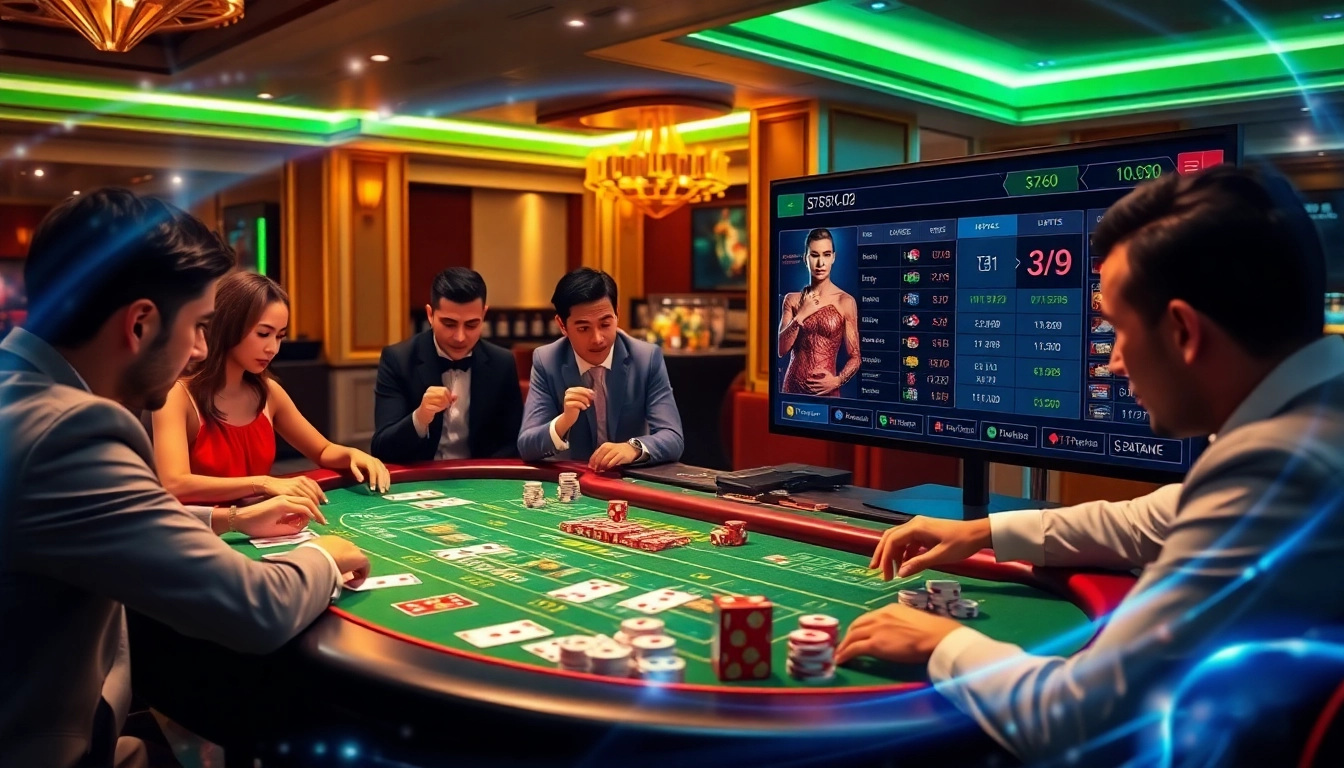 Experience the thrilling atmosphere of pg88bet.it.com with vibrant casino elements and engaged players at a gaming table.