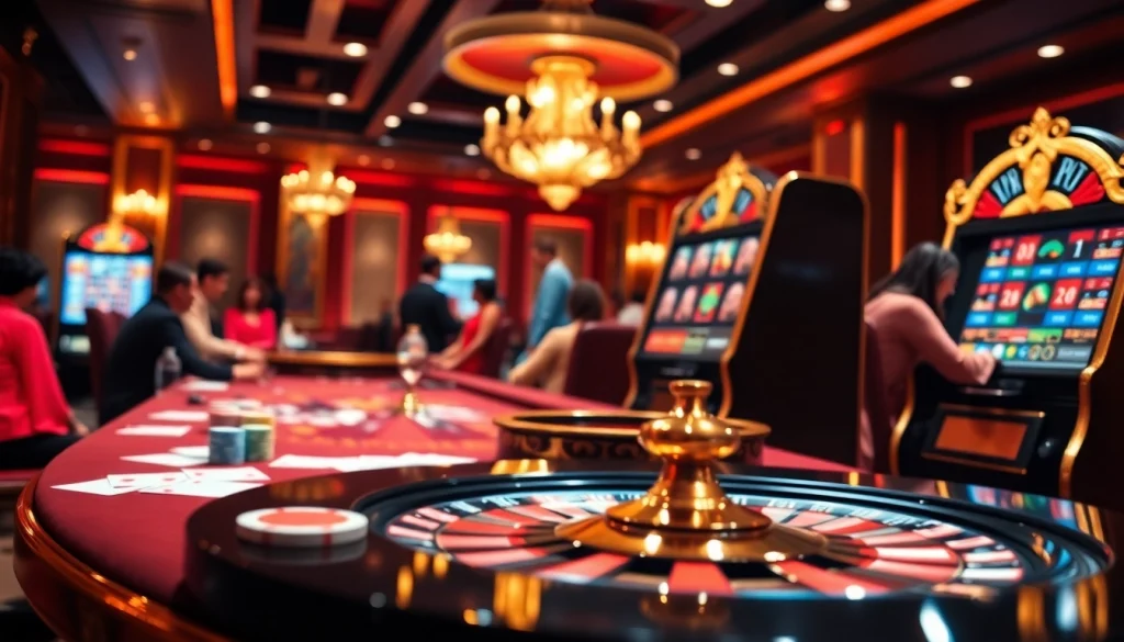 Nohu slot machine attracts players with vibrant colors and high-stakes excitement in a luxurious casino.