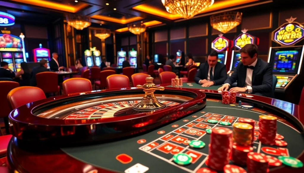 WW88 players engaging in high-stakes gaming at a luxurious casino table.