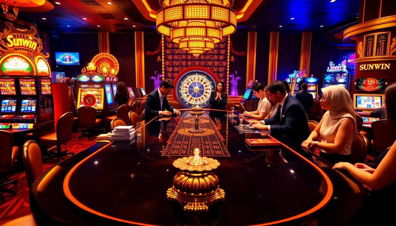 Catching the action at a sunwin casino table with vibrant gameplay and poker chips.