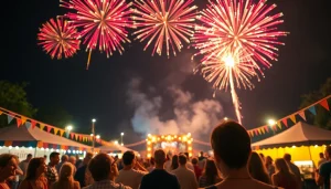 Enjoy vibrant fireworks for sale lighting up the night sky with delighted spectators in view.