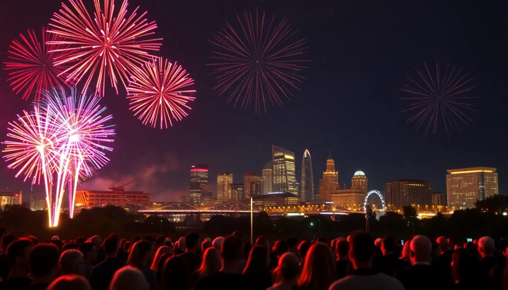 Buy fireworks Manchester with a stunning display over the city skyline at night.