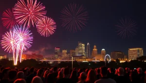 Buy fireworks Manchester with a stunning display over the city skyline at night.