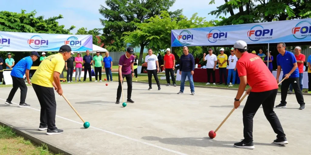 Petanque competition at FOPI Kota Tomohon event showcasing community engagement for fopikotatomohon.org.