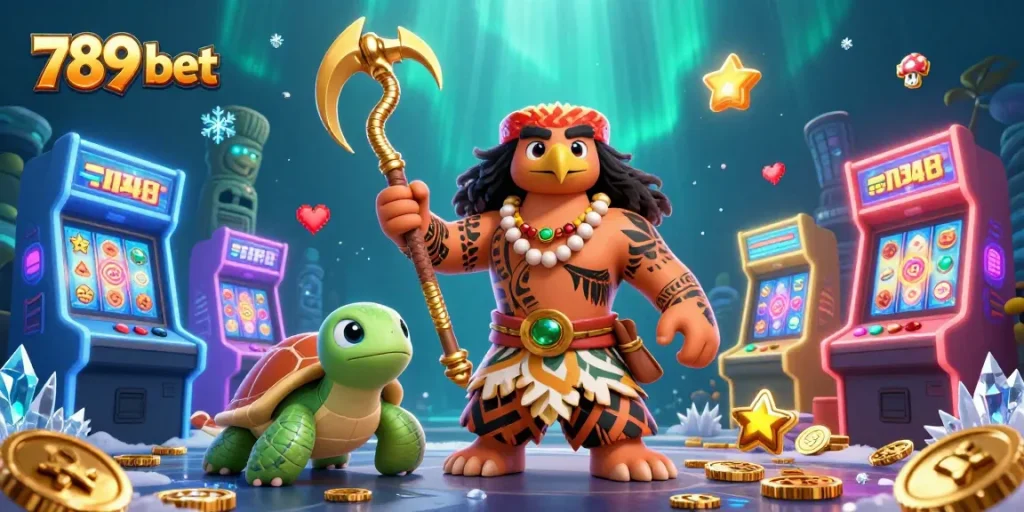 Play 789 bet games with exciting characters and colorful arcade elements in a vibrant casino scene.