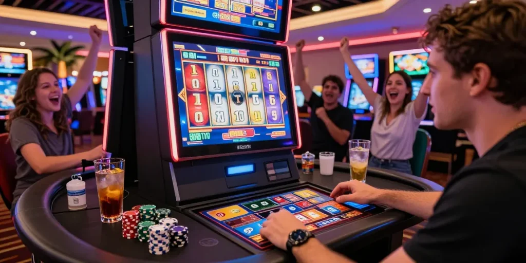 Exciting online casino gaming experience at being-there.org.uk with vibrant slot machines and credit cards