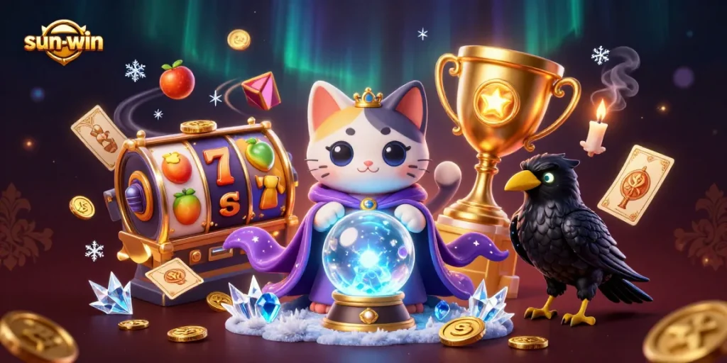 Experience the thrill of jackpots as sun-win features a mystical scene with animated fortune teller elements and casino excitement.