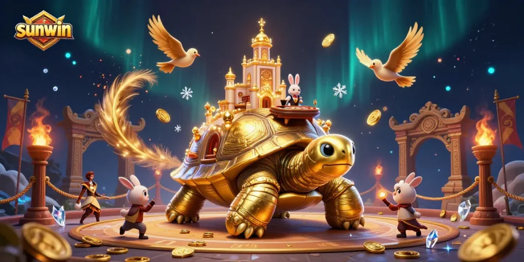 Catch stunning wins at sunwin's casino with a lively golden tortoise and rabbit dealer.